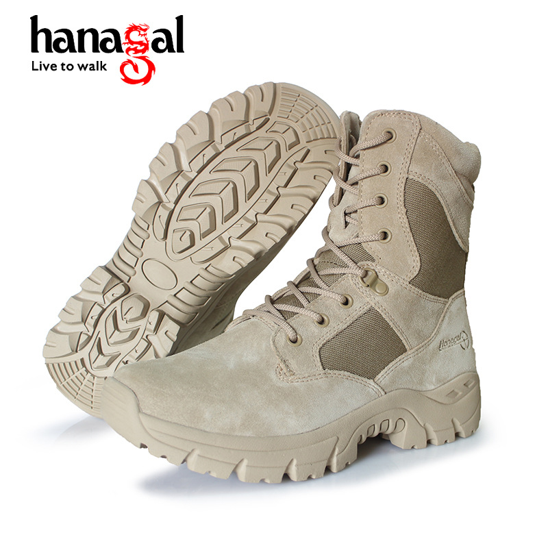 悍戈出口熱賣訂制款50675 反毛皮戰術靴橡膠底止滑耐磨男士軍靴