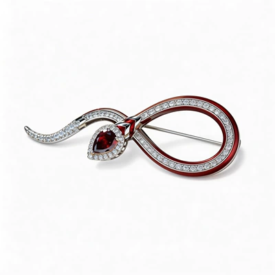 Xiliang Feizi Exquisitely Crafted Full-Zircon Snake Brooch, Enamel Color Gem Brooch, Light Luxury High-End Workplace Commuting Accessory (Yaxa sancaqları) - x7049-1-230-red-enamel-water-drop-snake-brooch