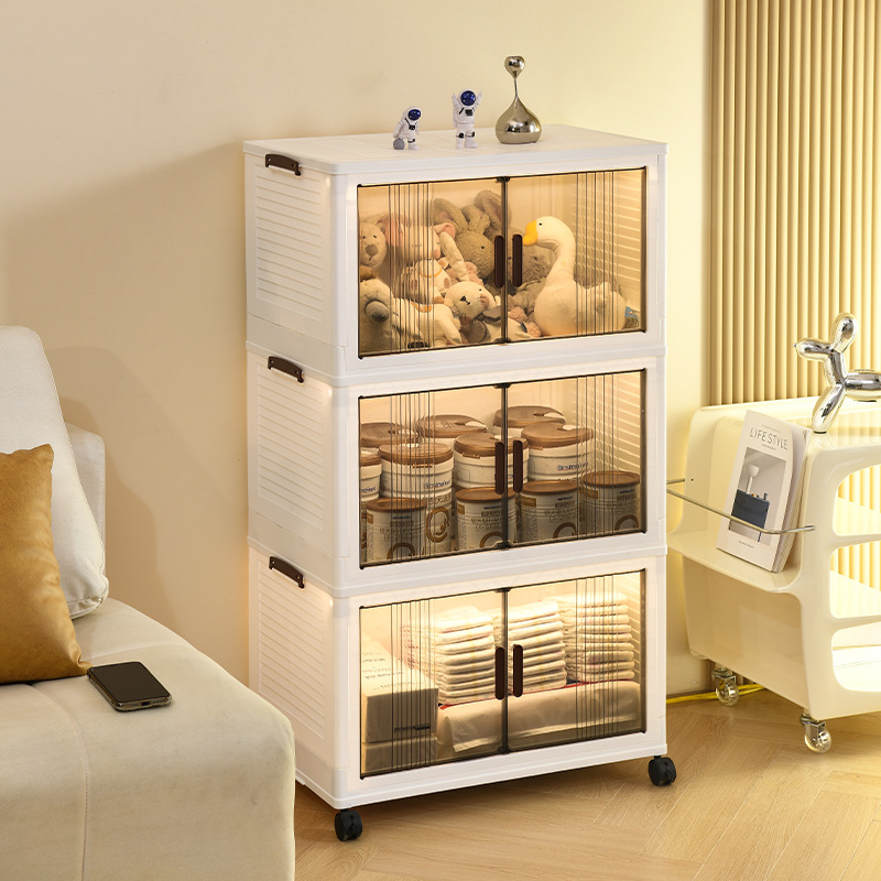 Armario de almacenamiento plegable, instalación gratuita, sala de estar, dormitorio, libros móviles, artículos diversos, armario de almacenamiento para bocadillos, armario de almacenamiento