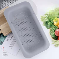 Adjustable Plastic Sink Drain Rack – Extendable, Grey, Telescopic, Multi-Use for Fruits & Vegetables