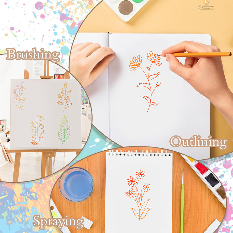 Amazon/temu 花の透かし絵テンプレートは、ガーデニングの塗装手作り DIY リーフドテンプレートと組み合わせることができます。|undefined