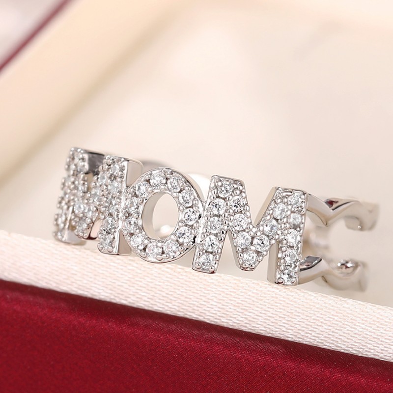 Mom Letter Ring Adjustable Gold Tone Mothers Day Gift Jewelry_voghion.com