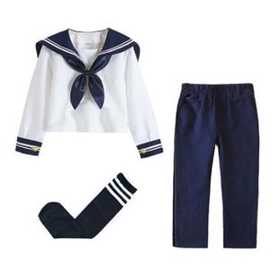 Children's Japanese Style Jk Uniform Sailor Suit Preppy Style Girls Pleated Skirt Performance Suit Boys Navy Uniform