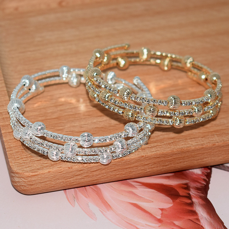 18g Weight Rhinestones Inlay Material Elegant Basic Geometric Ferroalloy Plating Inlay Rhinestones Women's Bangle