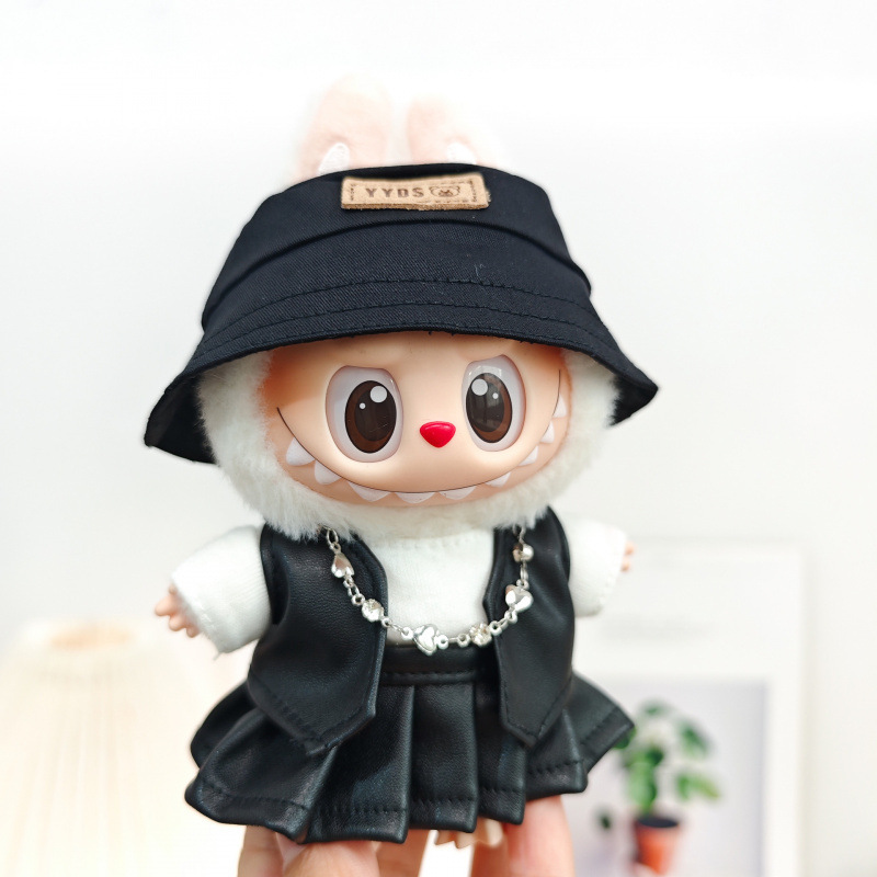 17 センチメートルビニールぬいぐるみマカロンラブブ LABUBU ベビー服ピンクガーゼスカートヘアアクセサリー着替え|undefined