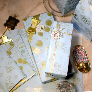 J8 Glossy Shiny Valentine's Day Decoration Blue Gift Copper Plate Tender Gold Seal Gold Birthday Gift Wrapping Paper Paper G3