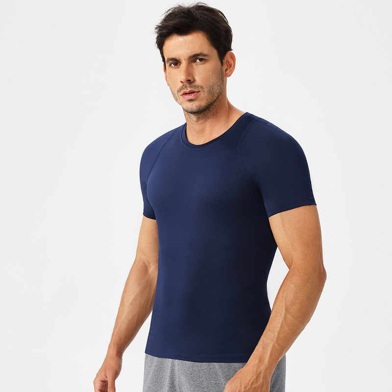 男性タイトフィットネス半袖高弾性通気性フィットネス速乾服吸湿排汗ランニングトレーニングスポーツtシャツ|undefined