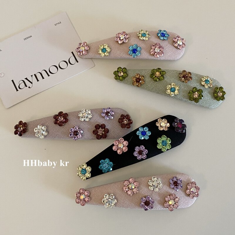 Korean Imported Czech Rhinestone Niche Vintage Colorful Diamond Flower Fabric Hairpin for Women, High-End Side Bangs Clip Korean Imported Czech Rhinestone Niche Vintage Colorful Diamond Flower Fabric Hairpin for Women, High-End Side Bangs Clip