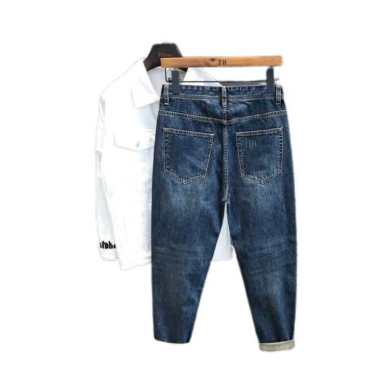 New Jeans Men's Loose Straight Pants Pants Boys Spring and Summer Harem Large Size Casual Denim Long Pants