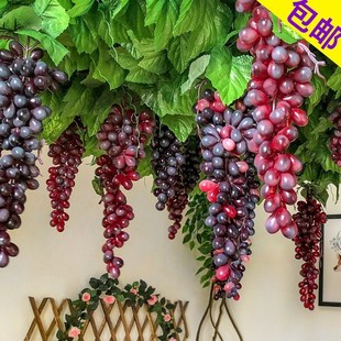 Simulated Grape Bunches, Simulated Fruit Plastic Grapes, Fake Fruit Model Props, Green Plants, Interior Decoration Pendants