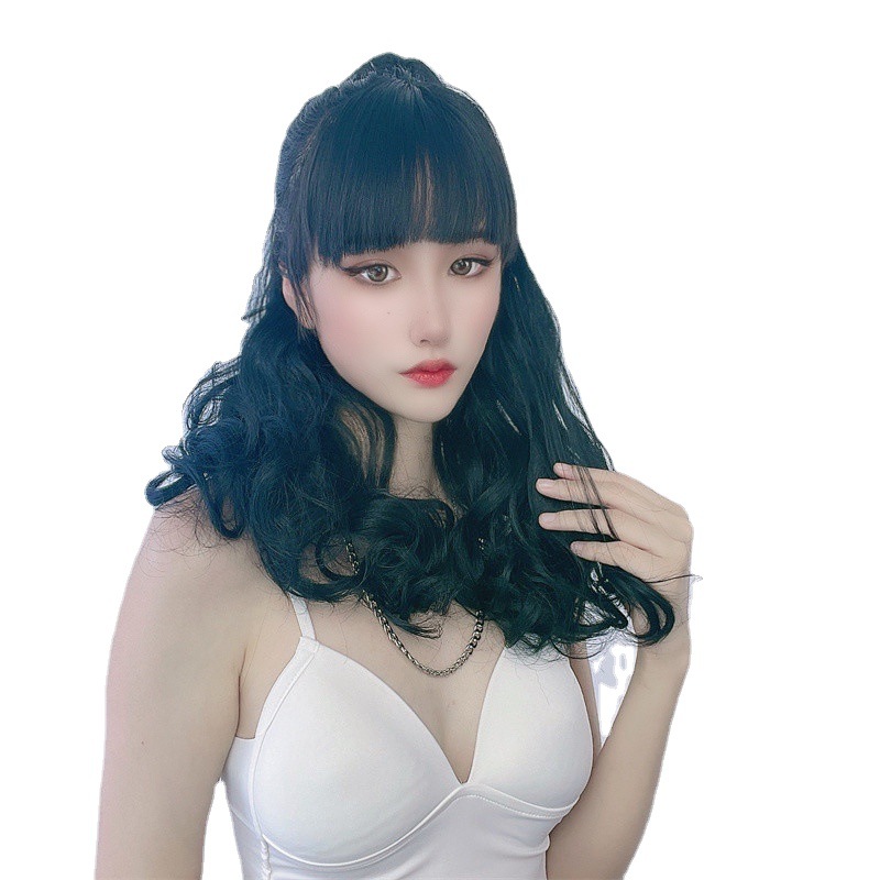 Cola de caballo falsa de las mujeres europeas y americanas de pelo largo rizado pera flor Cola de Caballo Tigre Boca clip transpirable extensión del pelo transfronterizo en stock entrega de una sola pieza