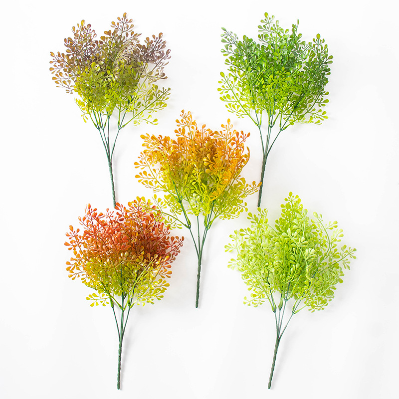 Cross-border artificial flowers Nordic small bunch bundle 4-prong willow leaf bean sprout grass imitation flowers green leaves home decoration wedding decoration flowers