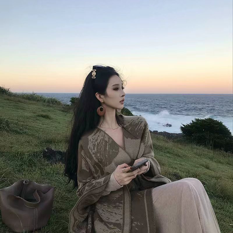 Nuevo estilo nacional retrógrado foto grande chal damas otoño invierno viaje fuera para tomar fotos acampando cálido fuera de la atmósfera de moda