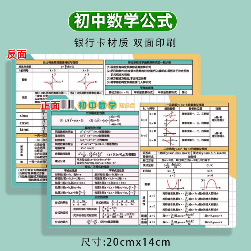 [Bank card material] junior high school mathematics knowledge points