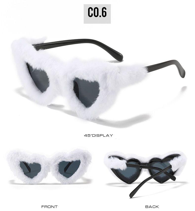 Cute Heart Shape Ac Special-shaped Mirror Plush Full Frame Women's Sunglasses display picture 4