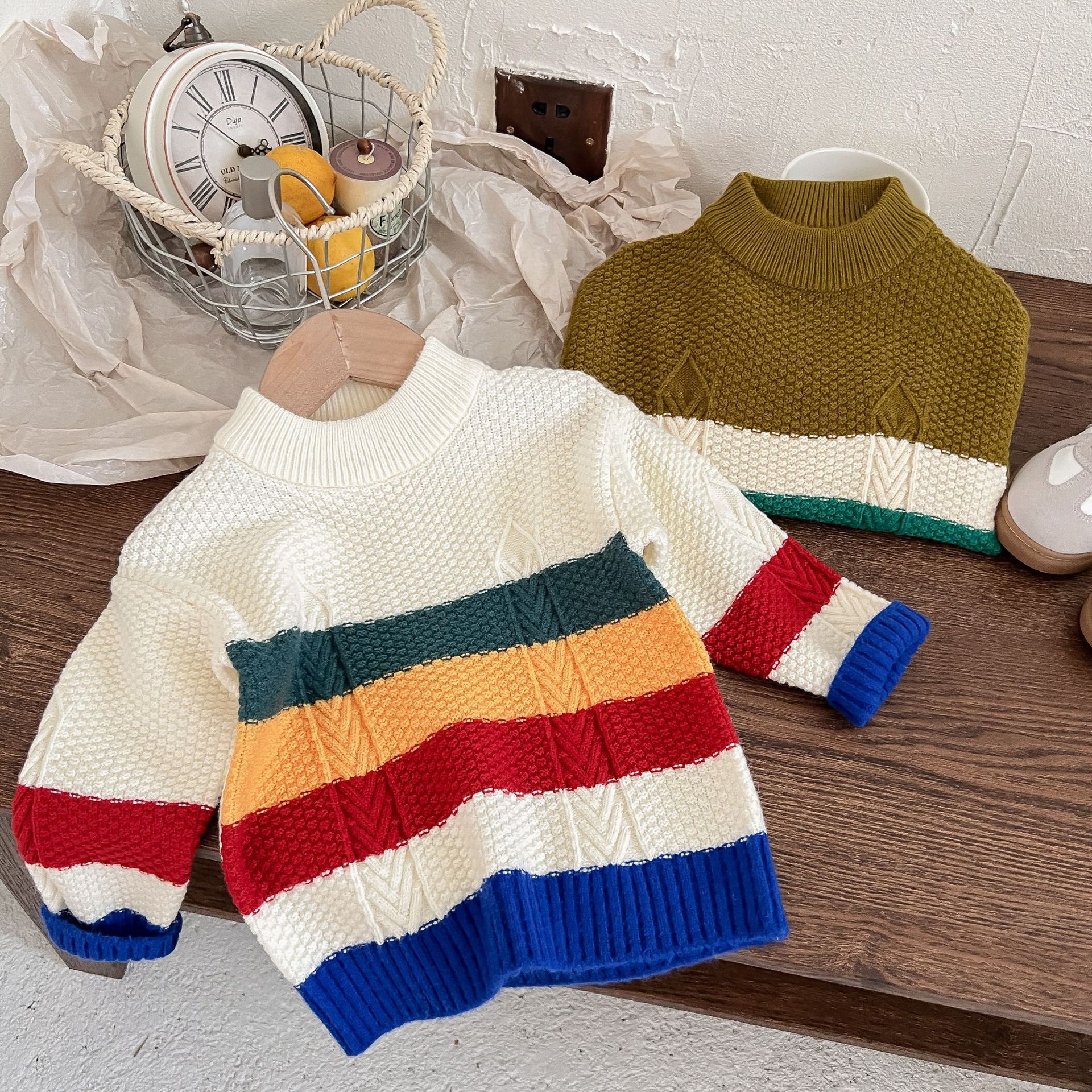 JINYONG Kinder Koreanische Ausgabe Neue Jungen und Mädchen Strickjacke Baby Rundhals Pullover Mantel_voghion.com