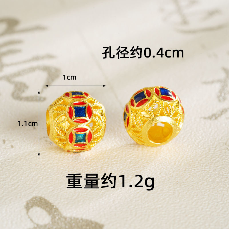 Guochao joyas de oro de arena de estilo antiguo de China perlas huecadas Fu ZiDi accesorios Yiwu joyas fuente al por mayor image 14