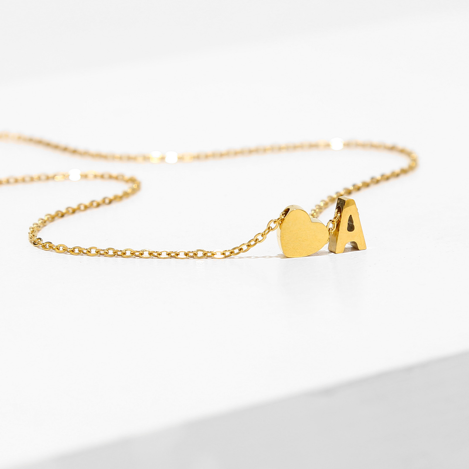 Fashion Letter Heart Shape Stainless Steel Plating Necklace