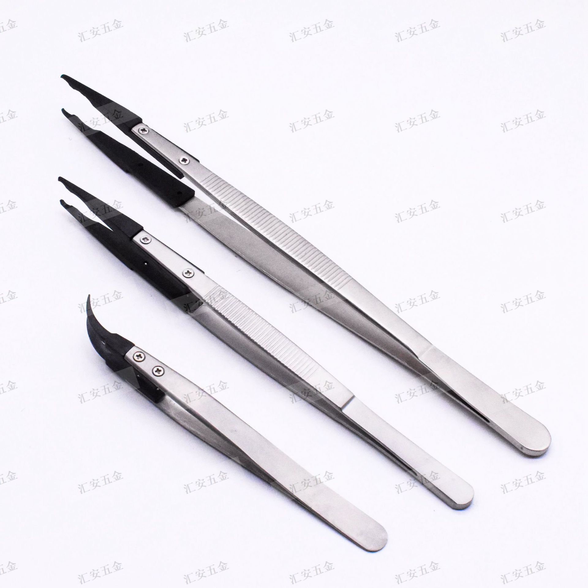 厂家热卖高精密可换头防静电镊子 加长大号砝码镊子 弯头耐磨