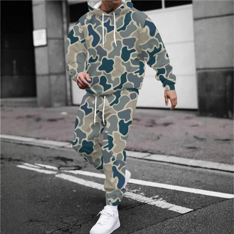 2025欧美跨境独立站亚马逊爆款印花男士儿童连帽休闲运动卫衣套装|undefined