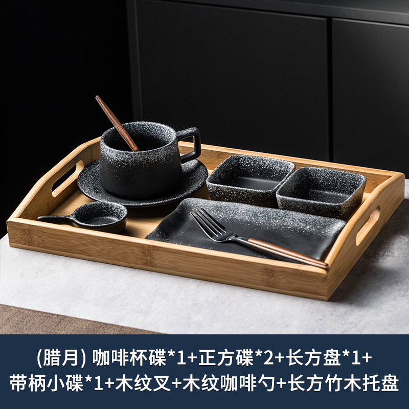 家用下午茶陶瓷餐具套装一人食餐盘带托盘酒店餐厅早餐分格盘套装|undefined