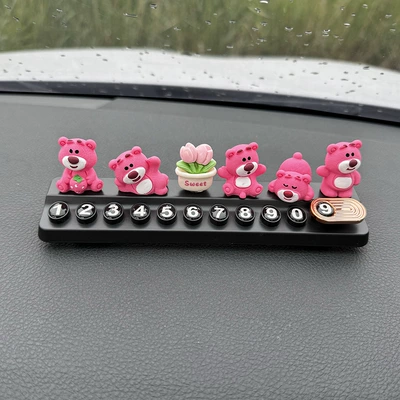 Cute Mobile Phone Plate – Nömrəli dayanma kartı - 5-strawberry-bears-tulips-black-aromatherapy-stop-sign