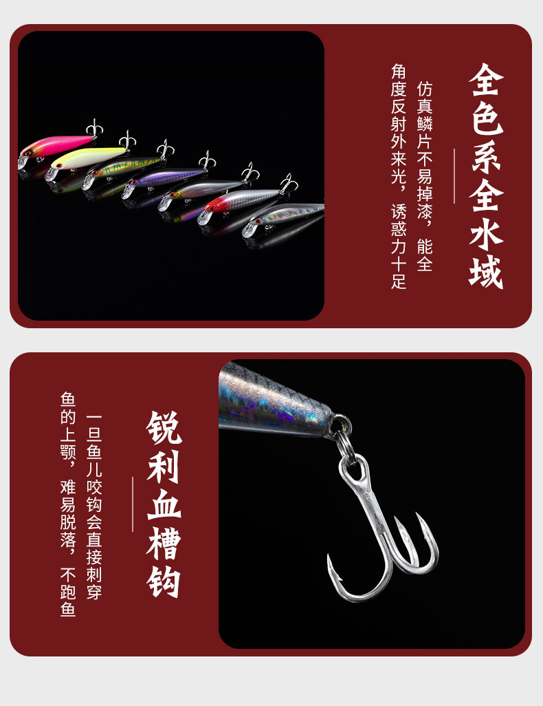 Sinking Minnow Lures Shallow Diving Minnow Baits Fresh Water Bass Swimbait Tackle Gear