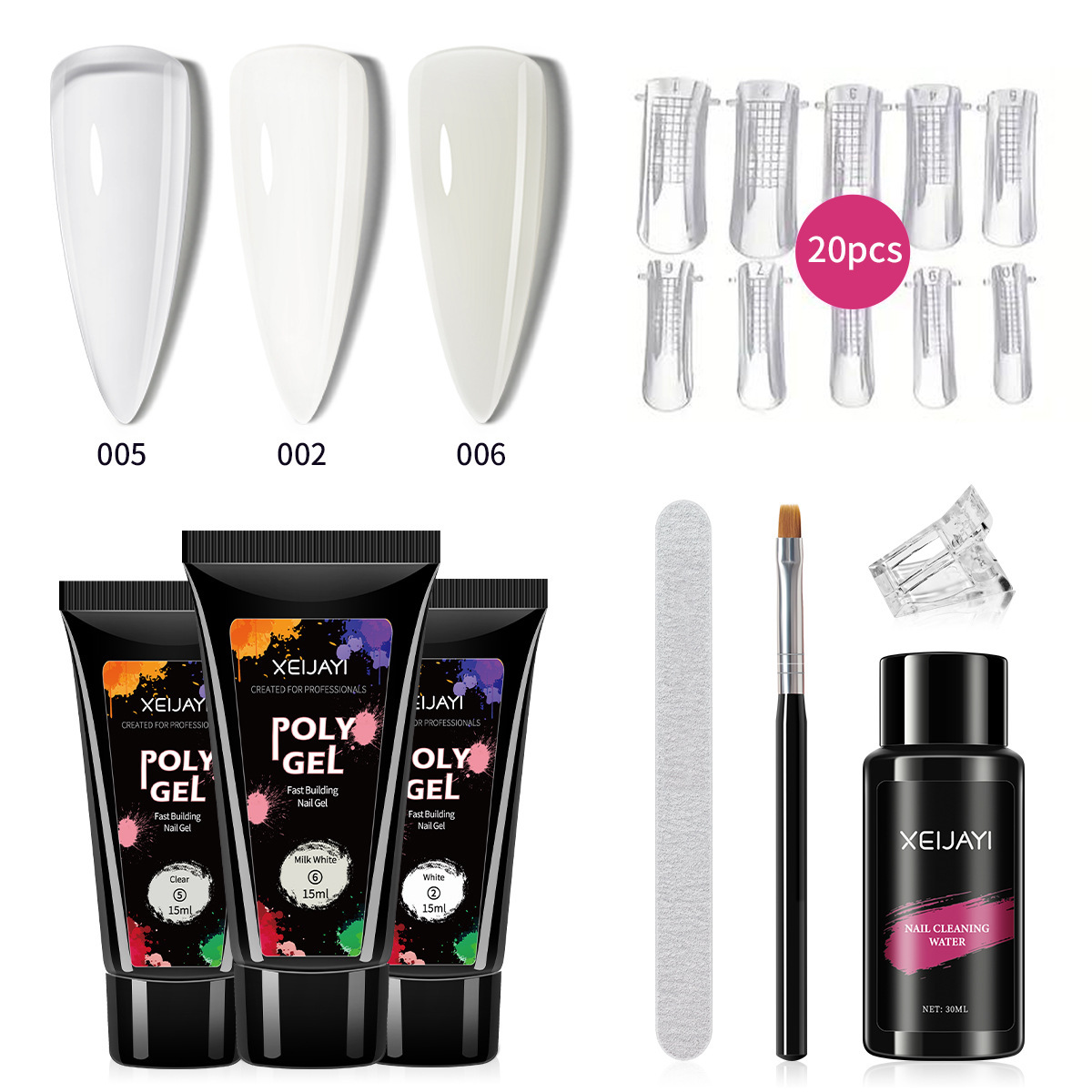 Nail tools suit extension glue fast paper-free tray model cleaning water nail file nail clip phototherapy nail polish