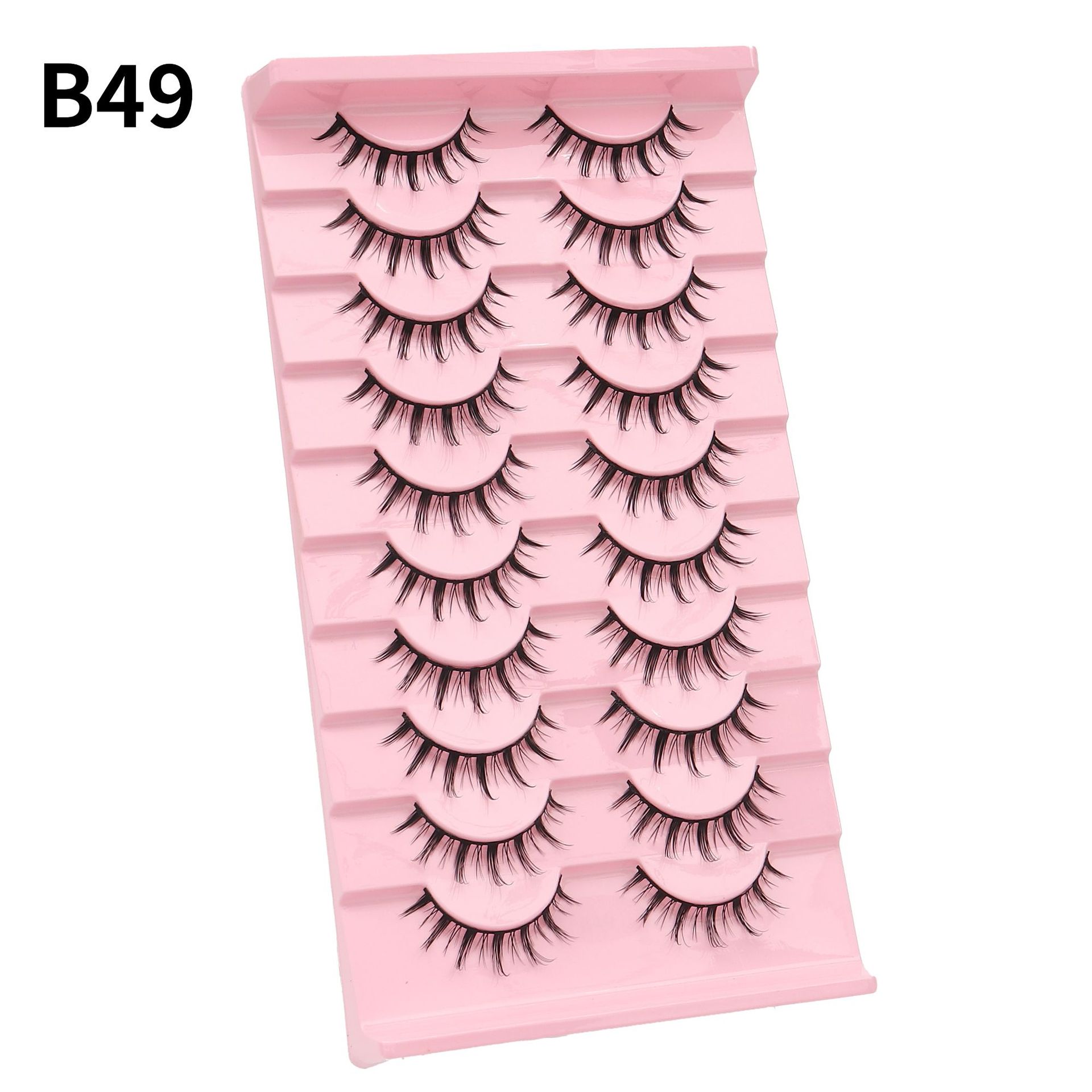 En stock una caja de 10 pares 009 pequeño diablo pestañas falsas natural multi-nivel 3D tridimensional pestañas fábrica al por mayor