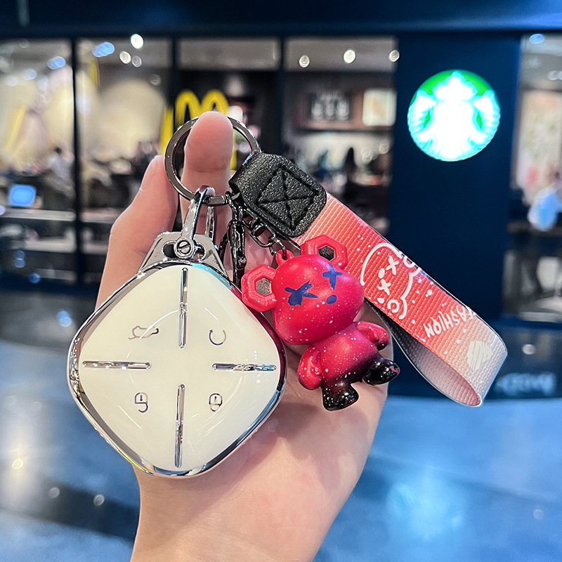 Chery J 모델 - 스마트 4버튼 [싱글 쉘 화이트] + 레드 폭력 곰 펜던트