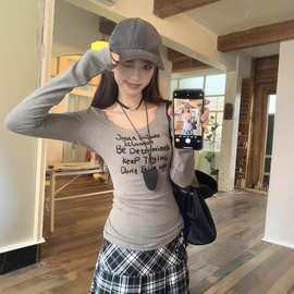 圆领打底衫女式秋冬新款内搭上衣修身外穿少女休闲大圆领长袖t恤