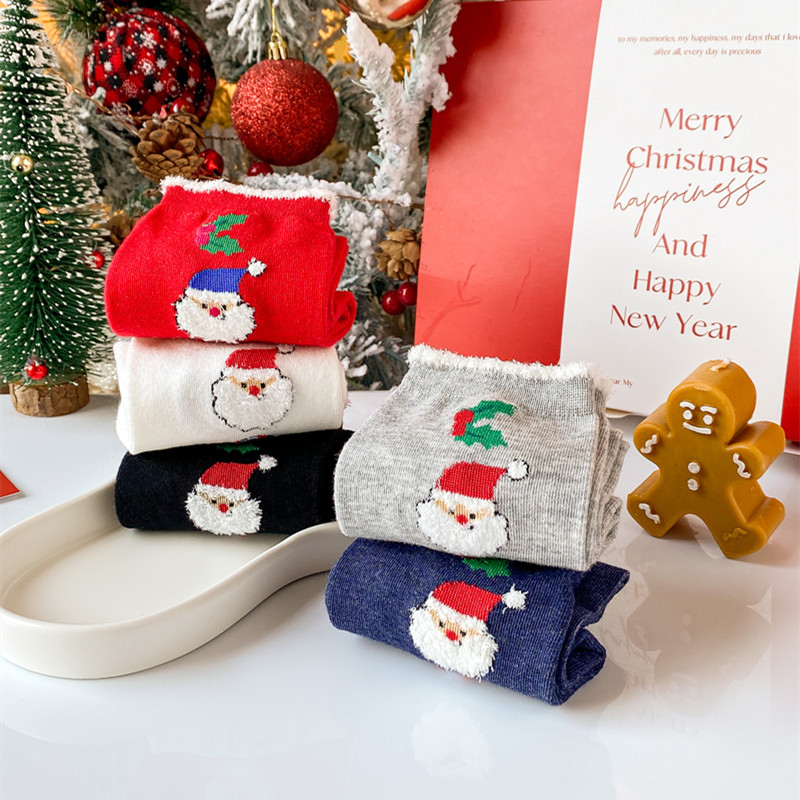 Chaussettes rouges Père Noël coréennes pour enfants, nouvelle collection automne/hiver_voghion.com