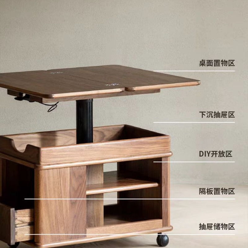 中古小推车客厅可移动折叠带轮可移动小推桌升降茶几边几|undefined