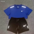 Reflective Hook Short Sleeve+Shorts Deep Blue Set