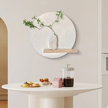 奶油风餐厅装饰画立体沙岩画小清新仿真绿植壁饰挂件客厅圆形挂画