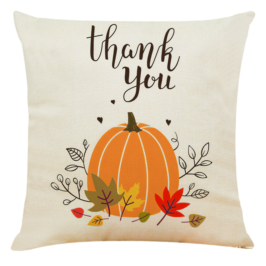 亚马逊 eBay 速卖通新款南瓜感恩节棉麻抱枕套 汽车靠垫 沙发抱枕