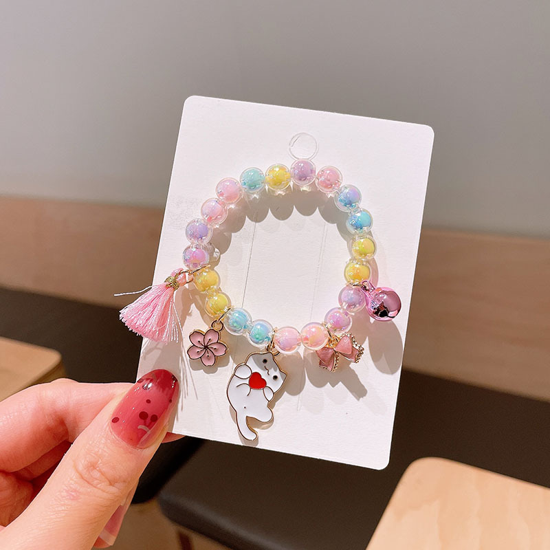 Pulsera de los niños de dibujos animados Mujer Princesa cuentas de vidrio Linda niña bebé pulsera estudiante joyería al por mayor