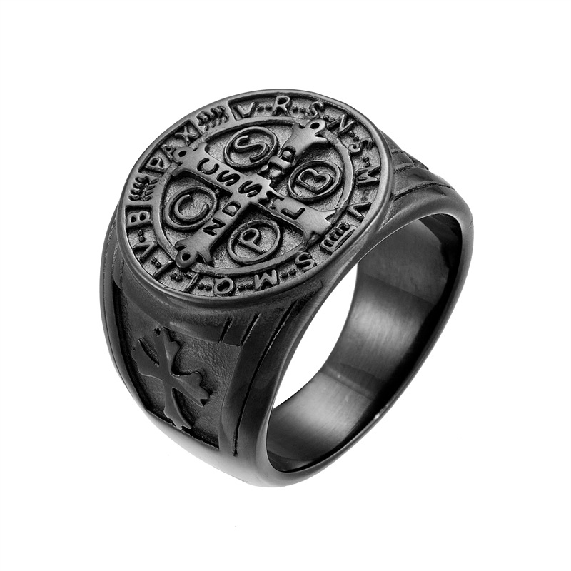 Plating Design Hip-hop Retro Cross Letter Stainless Steel Plating Men's Rings