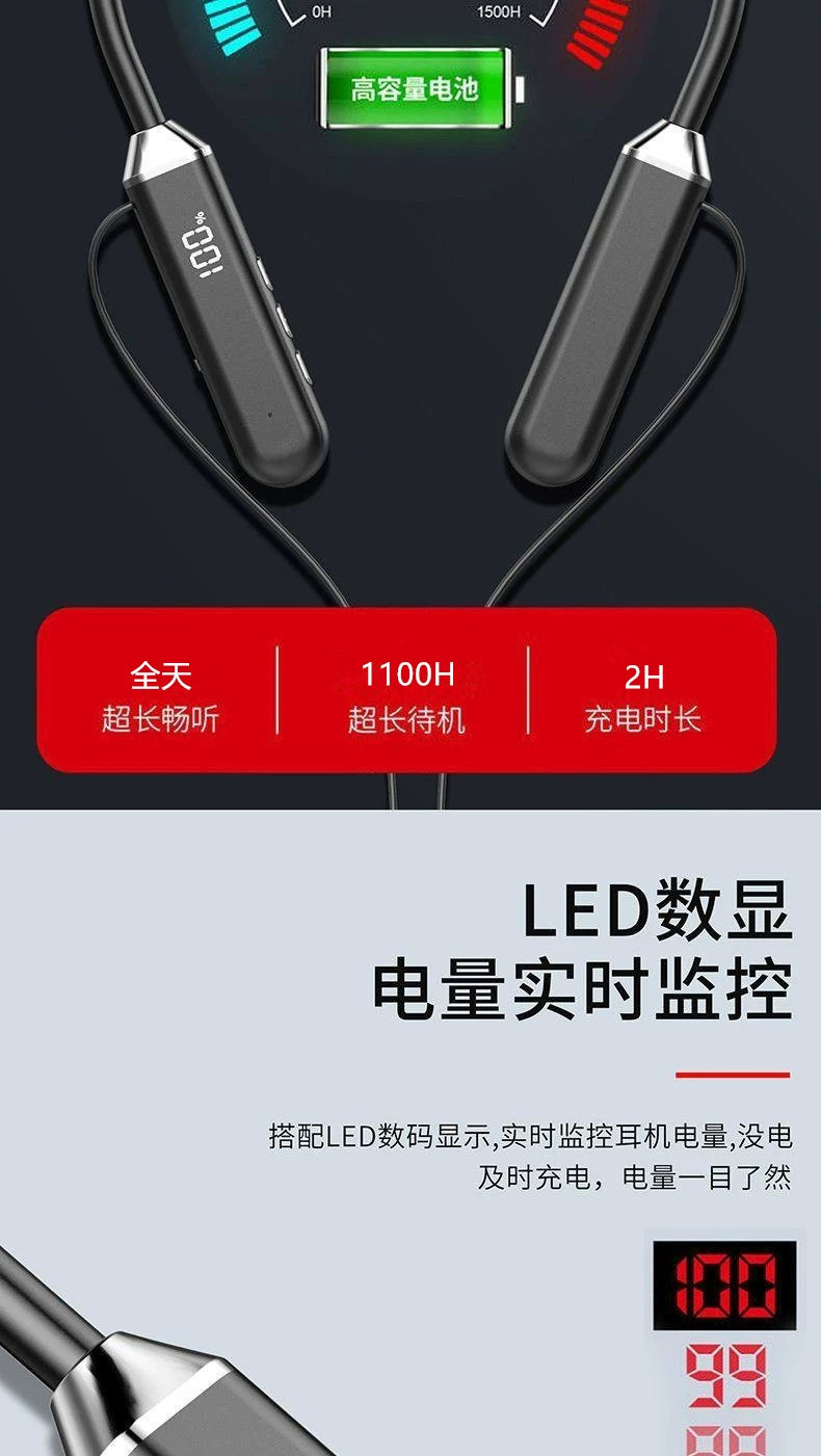 Neckband Bluetooth Headphones 2026 New Model, Ultra-Long Battery Life, Wireless, High Power, Comfortable for Long-Wear, Berlin Sound