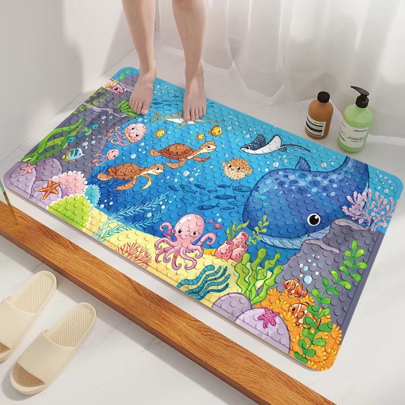 Underwater World Theme Hotel Children's Room Non-Slip Suction Cup Bath Mat Bathroom Mat Easy to Clean and Mold-Resistant Underwater World Theme Hotel Children's Room Non-Slip Suction Cup Bath Mat Bathroom Mat Easy to Clean and Mold-Resistant