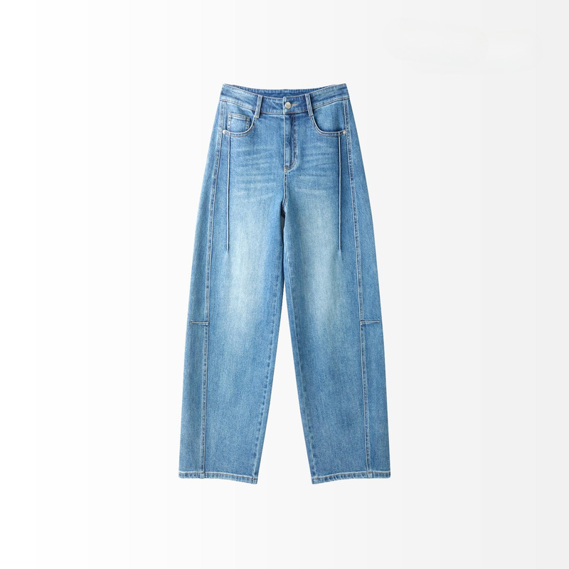 Lyocell Cotton Straight-Leg Tapered Jeans Cocoon-Style Pants Designer Washed Spring Vintage Lyocell Cotton Straight-Leg Tapered Jeans Cocoon-Style Pants Designer Washed Spring Vintage