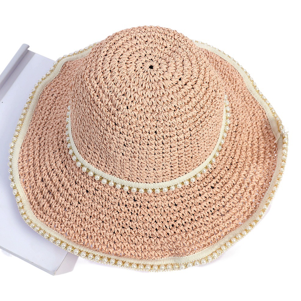 Sombrero de paja de ala grande de verano protección solar sombrero de paja de sol casual de todo fósforo sombrero de circunferencia de cabeza grande de playa junto al mar