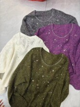 100精纺美丽诺羊毛重工钉珠波浪不退换120斤内11.14