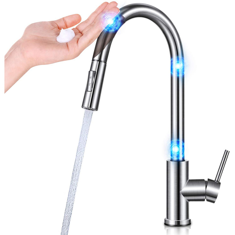 Smart touch 304 stainless steel kitchen hot and cold water faucet induction stretch anti-splash faucet dishwasher Specification drawing