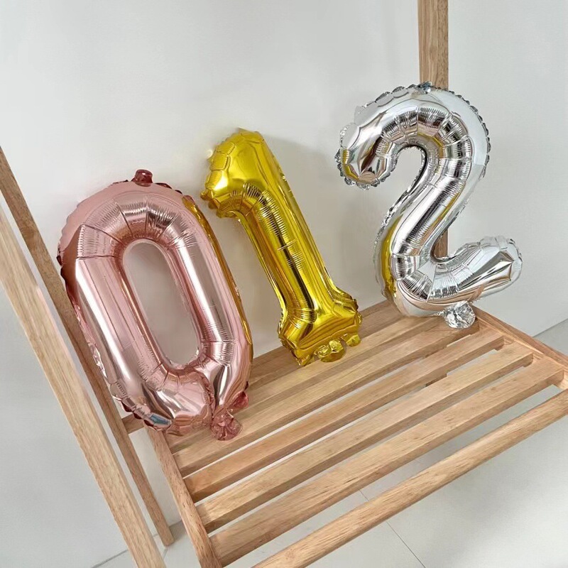 In Stock 16inch Numbers 0-9 Aluminum Film Balloon Wedding Kidsren's First Birthday Party Decoration Arrangement Balloon Wholesale