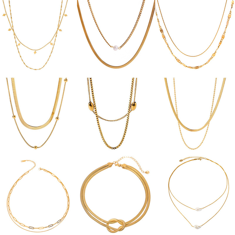 Cross-Border European and American Titanium Steel Necklace, Light Luxury and High-End Clavicle Chain, Stainless Steel Jewelry That Does Not Fade, Cross-Border Hot Products