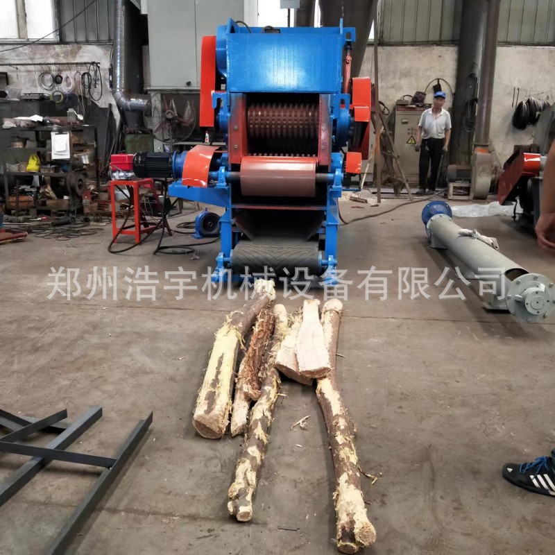 输送带进料木材破碎机 鼓式木材切片机 杂木破碎机