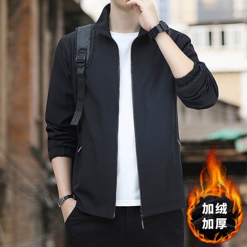 外套男士秋季休闲潮牌男生2025新款秋冬加绒防风夹克宽松上衣服男|undefined