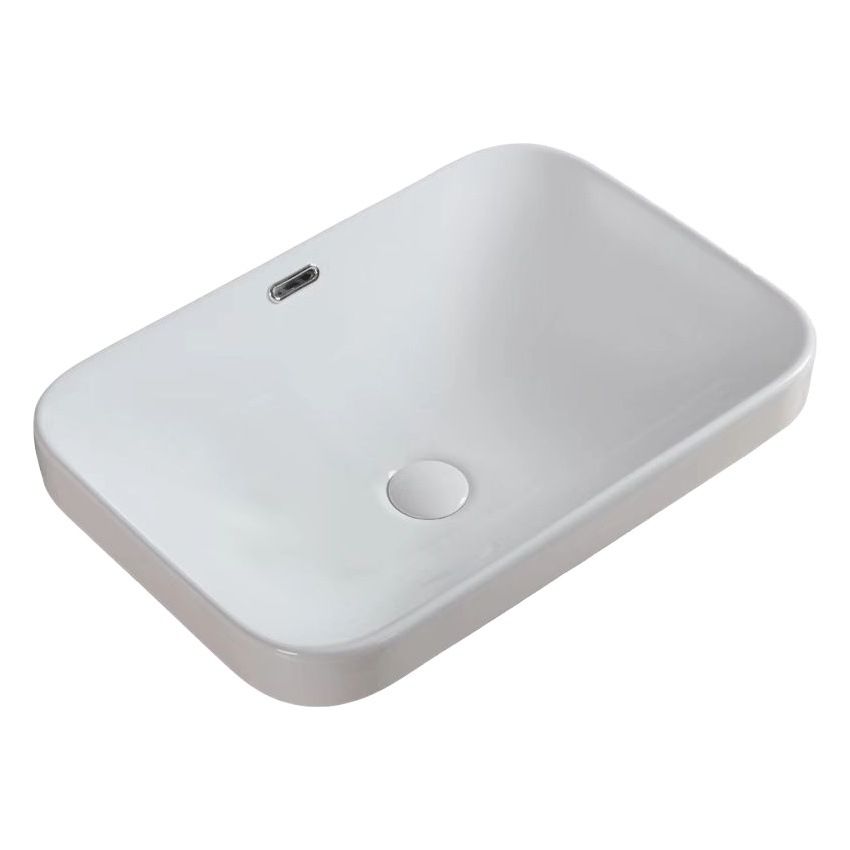 Contador del hotel lavabo semi-incrustado lavabo de cerámica lavabo de baño lavabo único cuenca rectangular de tamaño pequeño