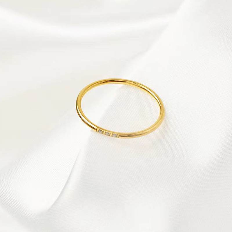 Casual Solid Color Titanium Steel Inlay Rhinestones Rings 1 Piece